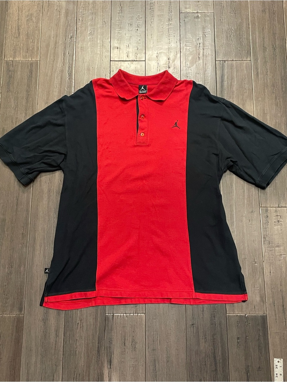 Jordan Jumpman XXL Red Black Colorblock Polo Shirt Vintage Y2K Basketball